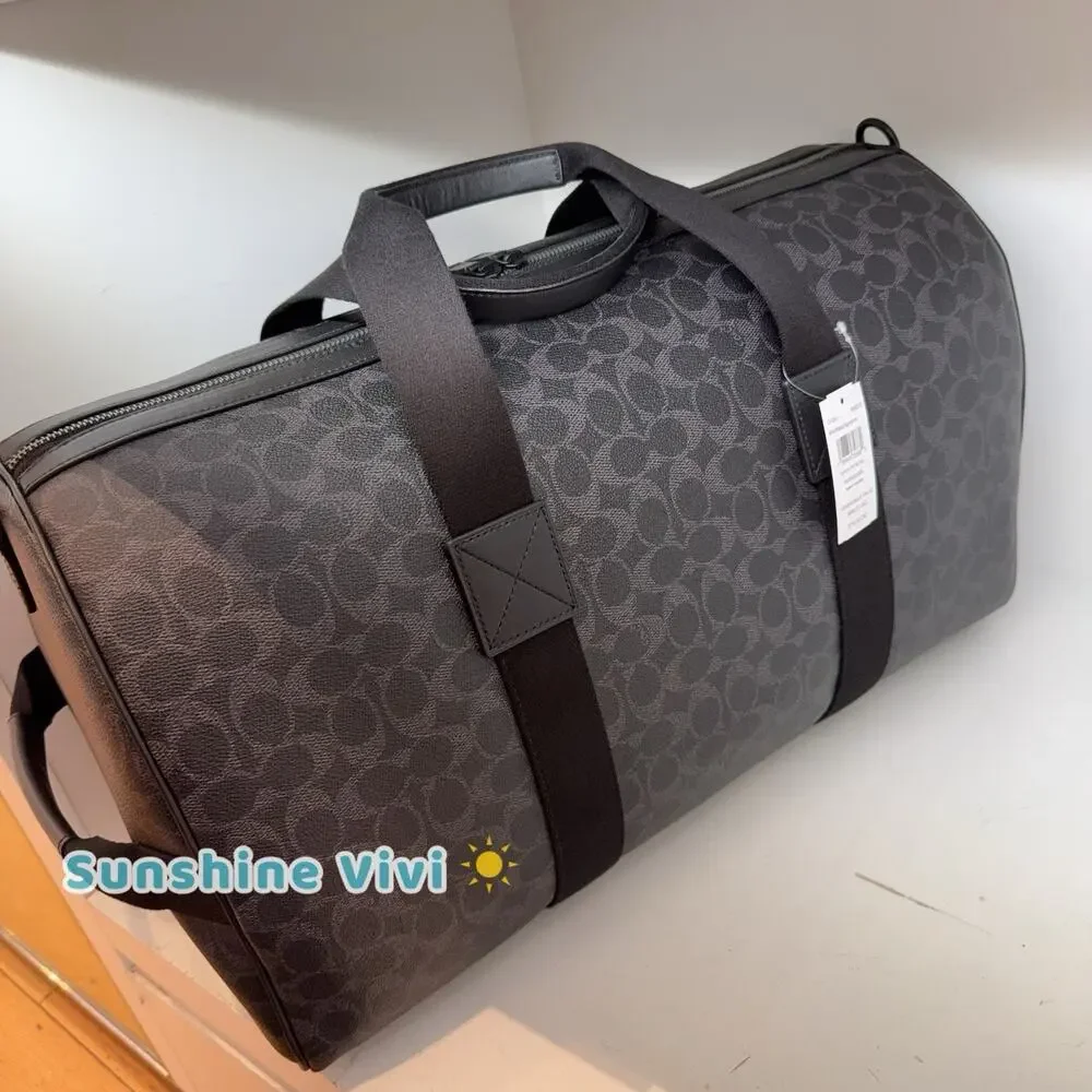 NWT Coach Explorer Duffle Bag 50 In Signature Canvas Black Signature Matte CFO61